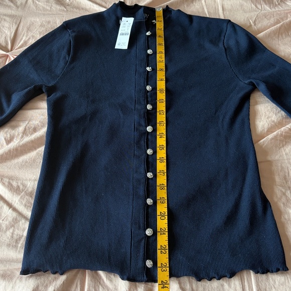 J Crew Perfect Rib Rhinestone Button Cardigan in Navy - size Small - Picture 5 of 5